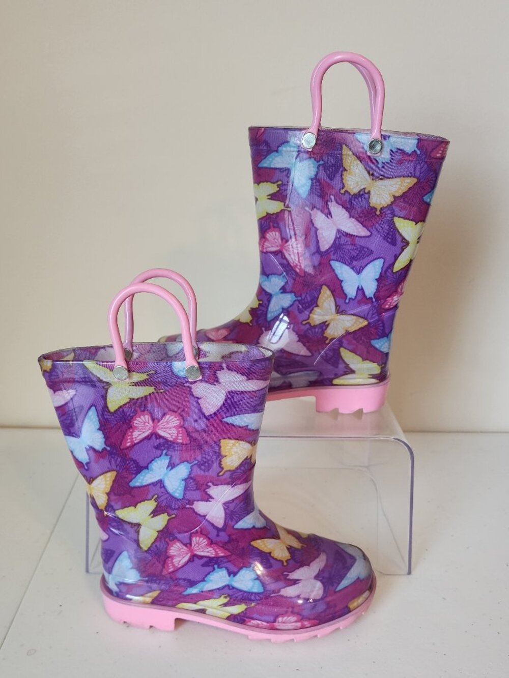 Kids Butterfly Rain Boots | Purple Pink | Size 10